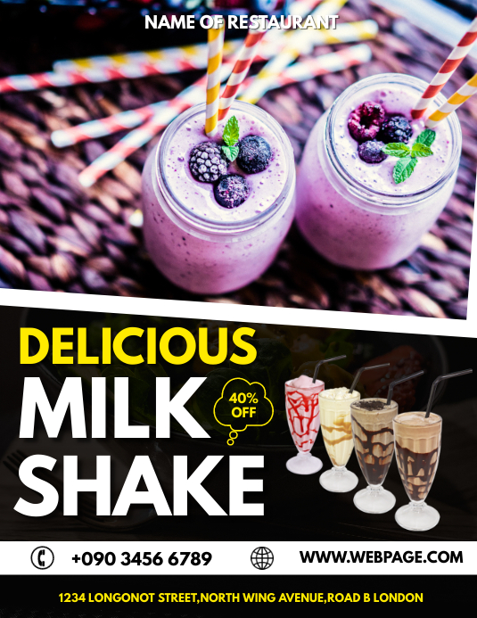 MILK SHAKE RESTAURANT Template | PosterMyWall