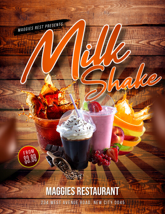 Milk shake restaurant promo flyer template | PosterMyWall