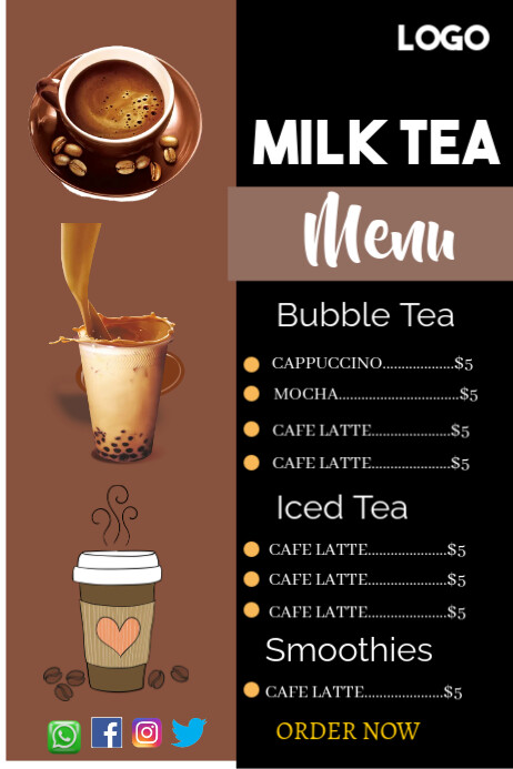 Milk Tea Menu, Milk Tea Menu Board, Milk Tea Template | PosterMyWall