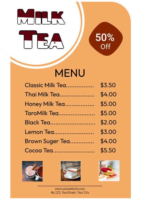 Milk tea menu Card Template | PosterMyWall