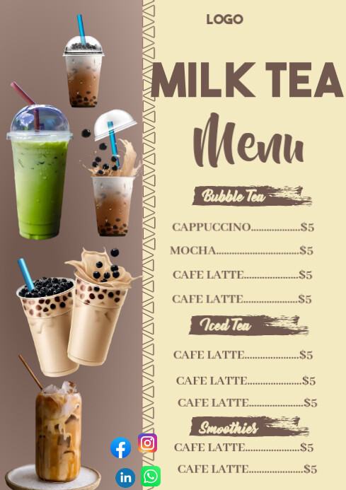 Milk tea menu Templat | PosterMyWall
