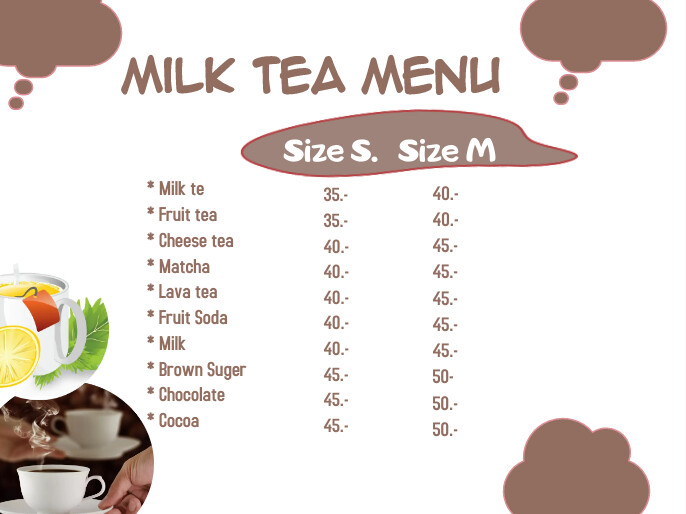 Modèle Milk tea menu | PosterMyWall