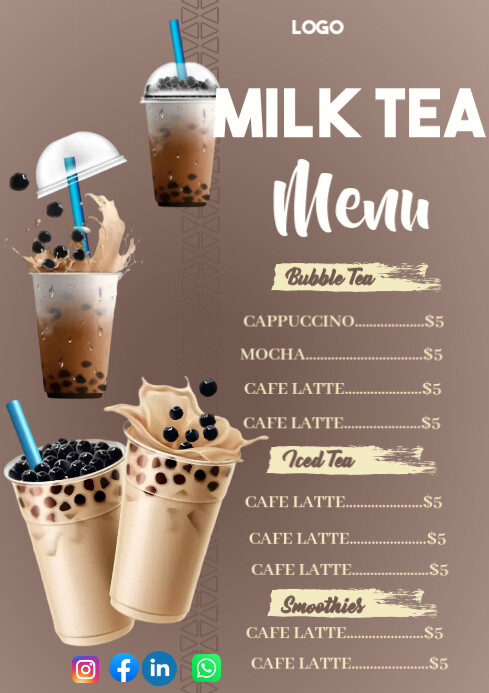 Milk tea menu design Template | PosterMyWall