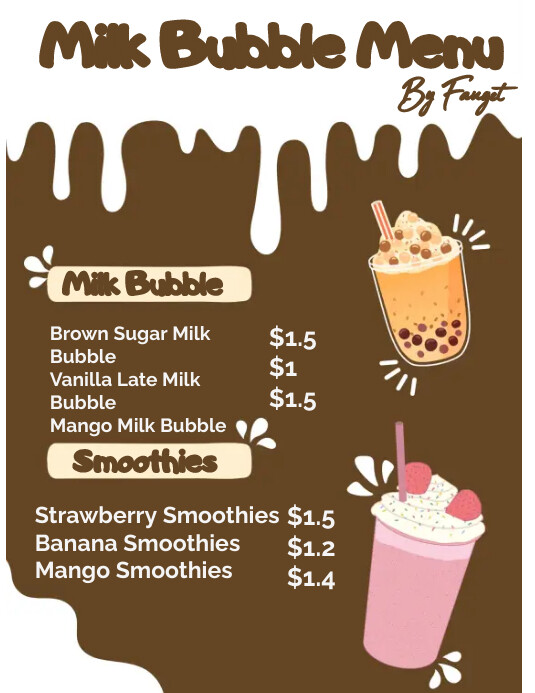 milk tea menu Template | PosterMyWall