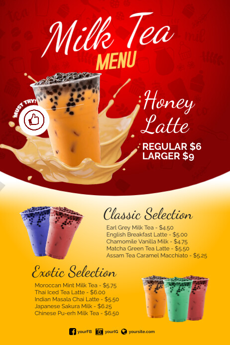 Milk Tea Menu Template | PosterMyWall