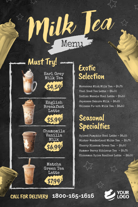 Milk Tea Menu poster Template | PosterMyWall