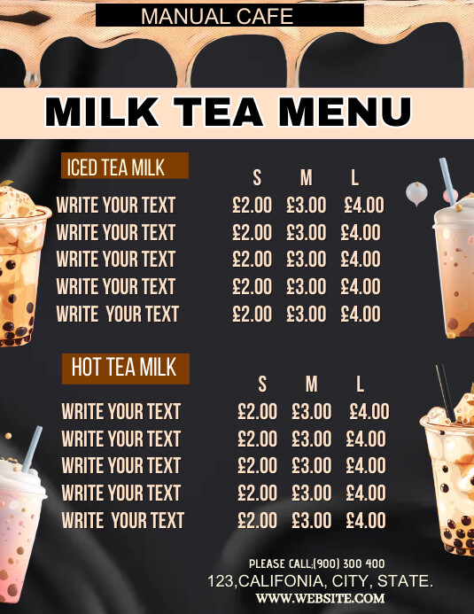 Milk tea menu template design | PosterMyWall