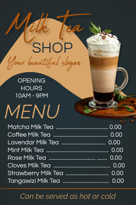 Plantilla de Milk Tea Menu Template | PosterMyWall