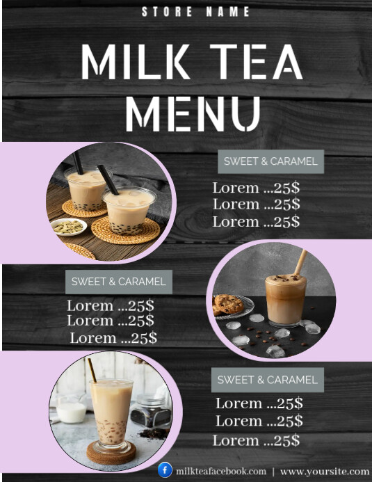 MILK TEA MENU TEMPLATE | PosterMyWall