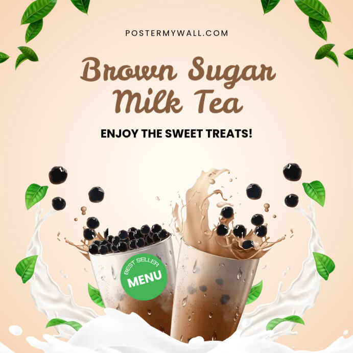 milk tea menu template Instagram Post
