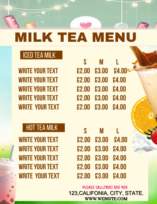 Plantilla de Milk tea menu template design | PosterMyWall