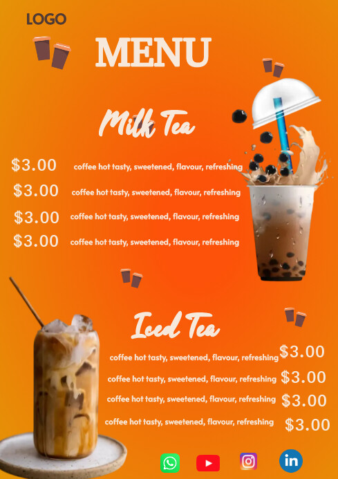 Milk Tea Menu template | PosterMyWall