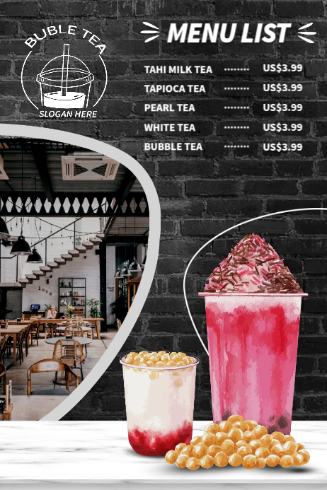 Milk Tea Restaurant Menu Template | PosterMyWall