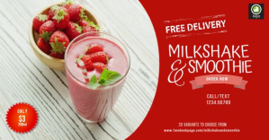 Red Milkshake and Smoothie Promotion Facebook Ad Template