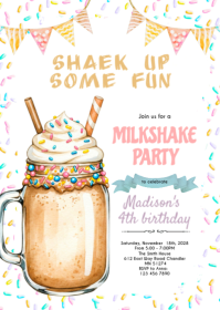 White Birthday Party Invitation A6 Template