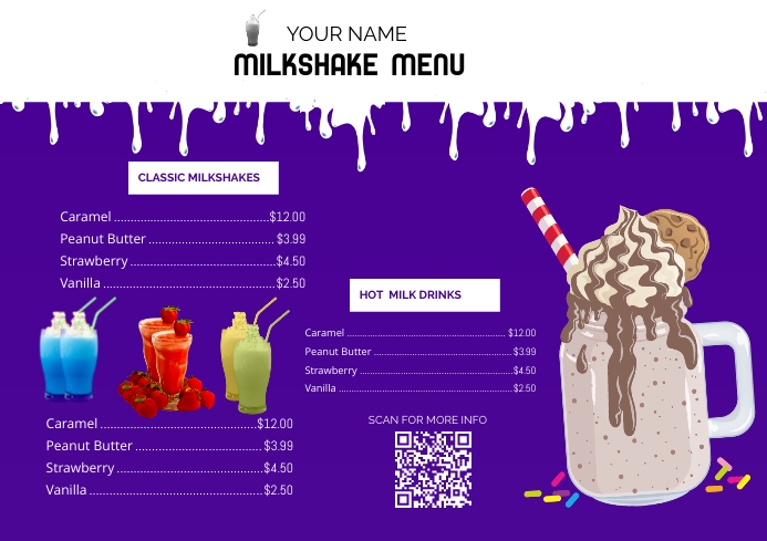 MILKSHAKE MENU Template PosterMyWall