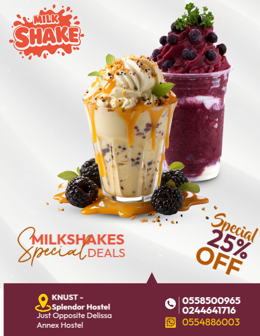 Milkshake Menu Layout Modèle Milkshake Menu | PosterMyWall