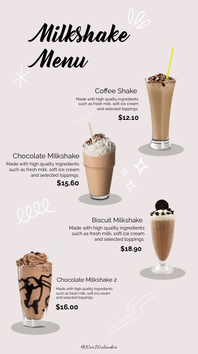 milkshake menu Template | PosterMyWall