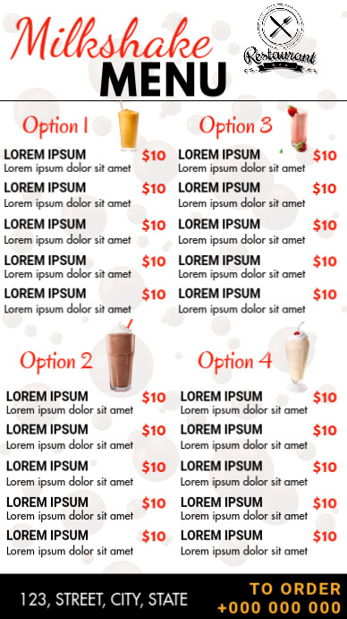 Milkshake/ smoothies menu Template | PosterMyWall