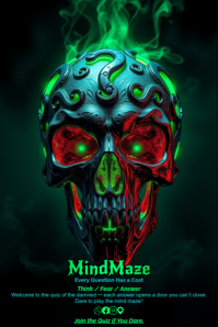 Mind Maze – Neon Gothic Halloween Trivia Poster Template Plakat
