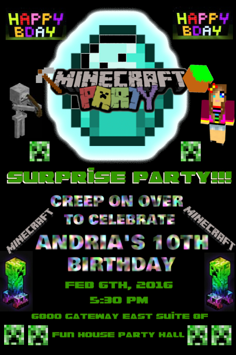 Modele Mine Artisanat Fete D Anniversaire Invitation Postermywall Modele Mine Artisanat Fete D Anniversaire Invitation Postermywall