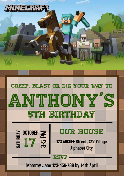 Modele Invitation Anniversaire Minecraft 7 Postermywall Modele Invitation Anniversaire Minecraft 7 Postermywall