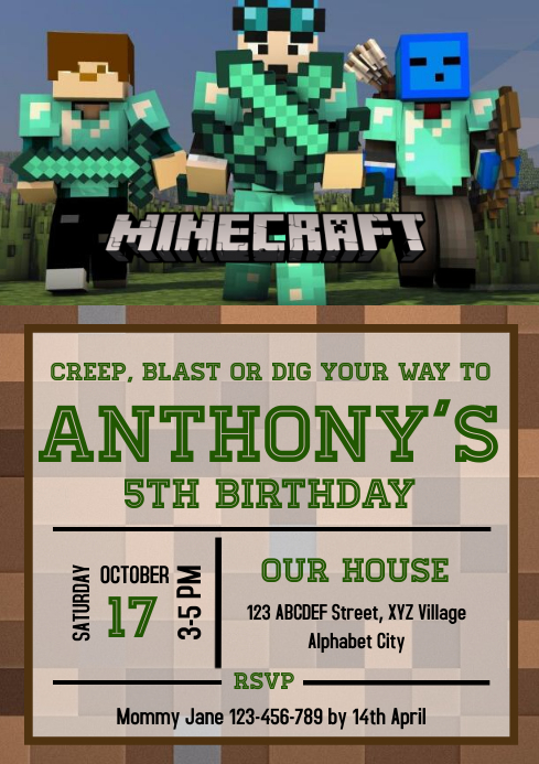 Modele Invitation Anniversaire Minecraft 9 Postermywall Modele Invitation Anniversaire Minecraft 9 Postermywall