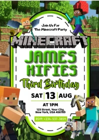 Minecraft Birthday Invitation A1 template