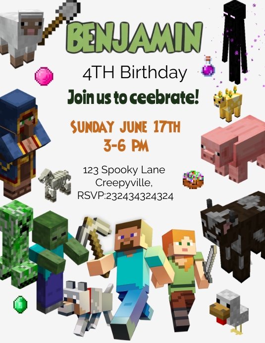 Minecraft Birthday Invitation Card Template 52 Birthday Invitation minecraft-birthday-invitation-card-template-52-birthday-invitation