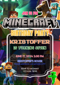 Minecraft Design Bday Minecraft Birthday Design Template | PosterMyWall