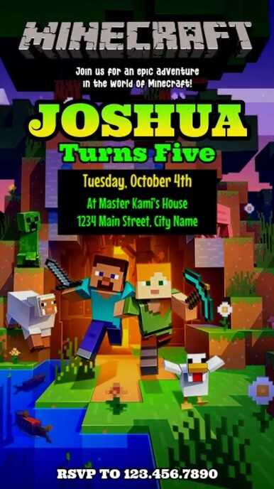 Minecraft Design Bday Minecraft - Birthday Template | PosterMyWall