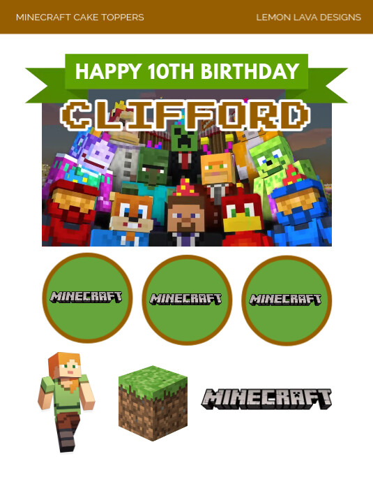 Minecraft Cake Toppers Template PosterMyWall