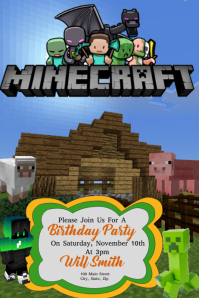 Editable Minecraft Poster Green Minecraft Event Posters Template | PosterMyWall