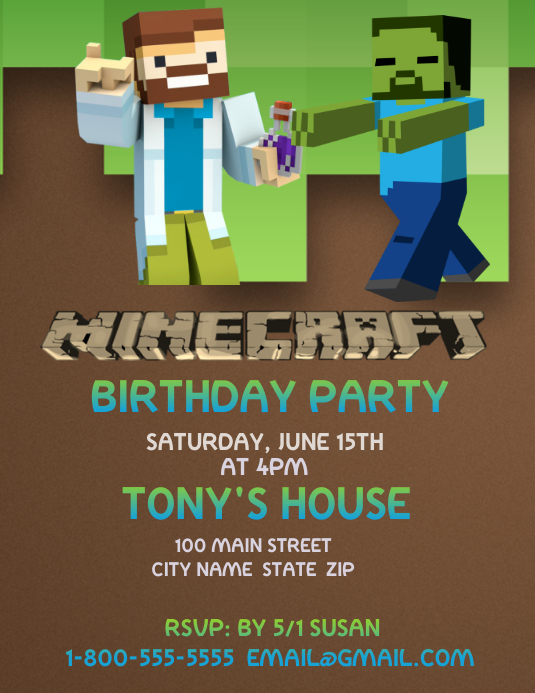 Minecraft Flyer (format US Letter) template