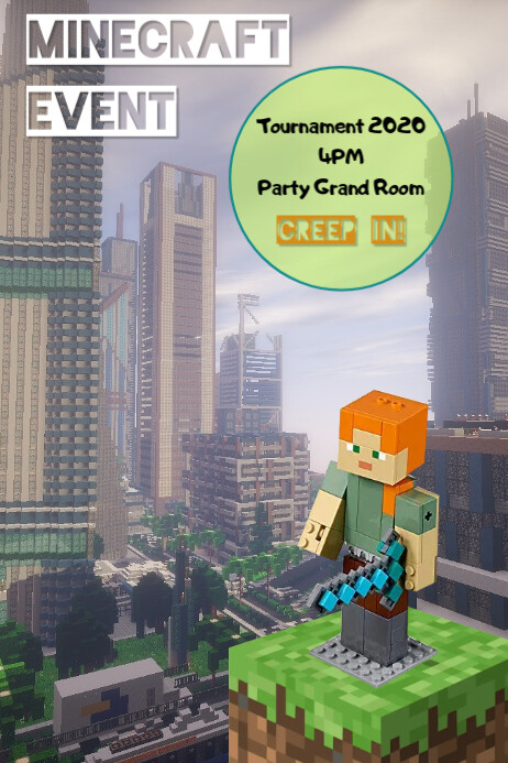 minecraft event/party/tournament/gamers Template | PosterMyWall