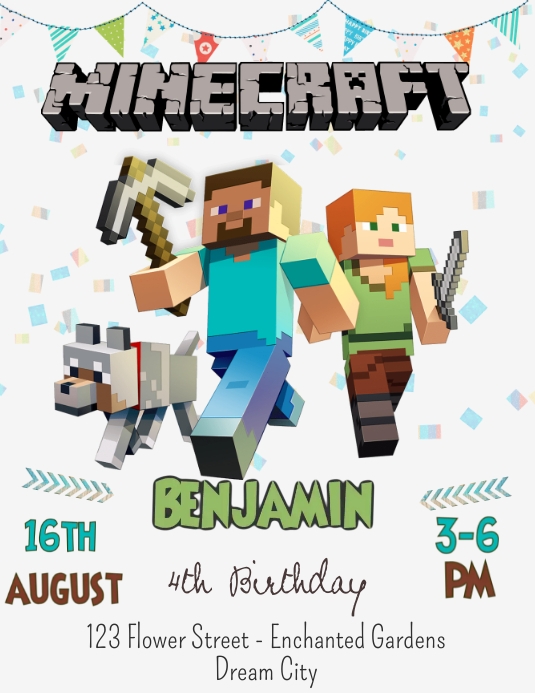 minecraft invitation Template PosterMyWall