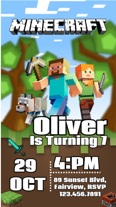 Minecraft Background Inivitation minecraft invitation Template | PosterMyWall