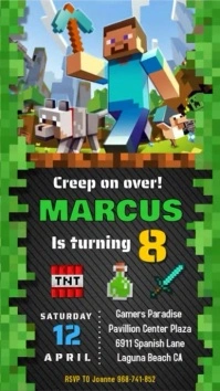 minecraft invitation editable template instagram story