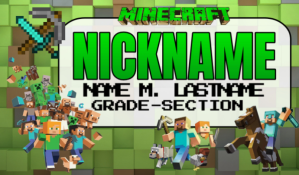Yellow Minecraft-themed Name Tag Etykietka doczepna Template