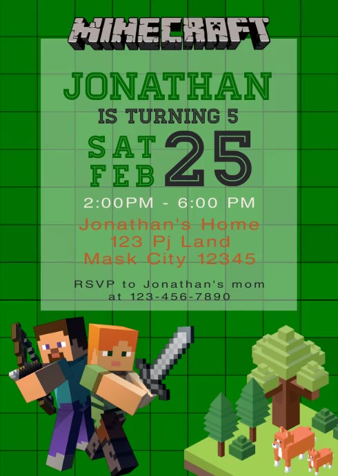 Minecraft Party Video Animated Invitation 1 Template Postermywall Minecraft Party Video Animated Invitation 1 Template Postermywall
