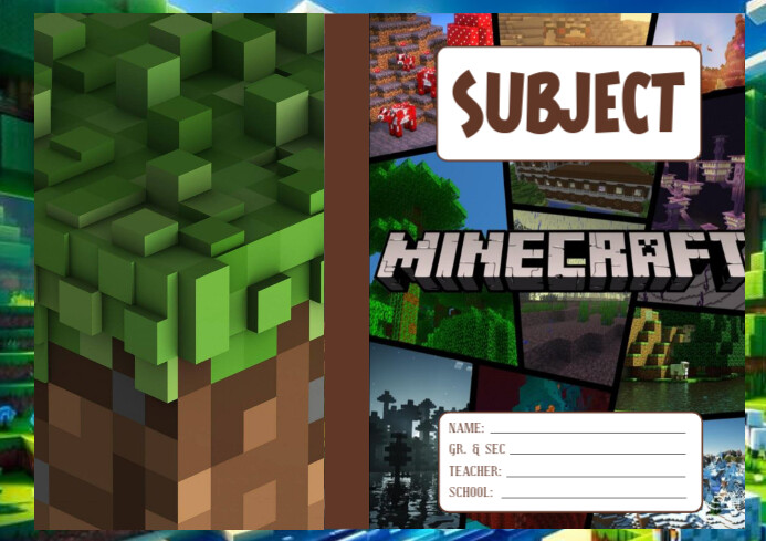Minecraft Themed Subject Book for Gamers Template | PosterMyWall