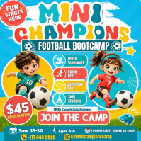 Blue Football Bootcamp โพสต์บน Instagram Template