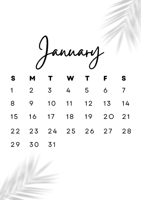 minimal, 2023, calendar, yearly calender, new A4 template