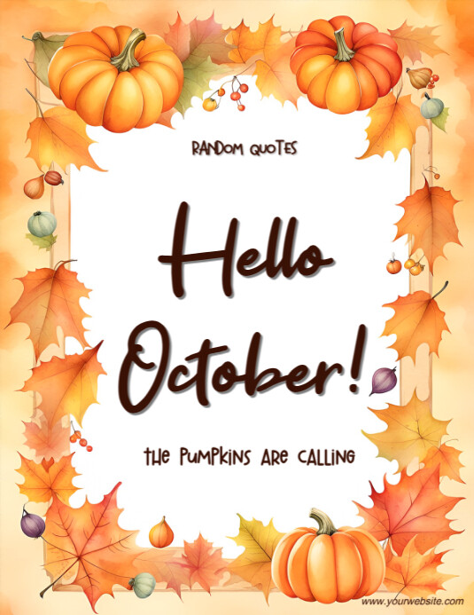 minimal and illustrative hello october post flyer Template | PosterMyWall