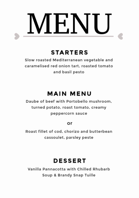 Plantilla de minimal and simple menu template | PosterMyWall