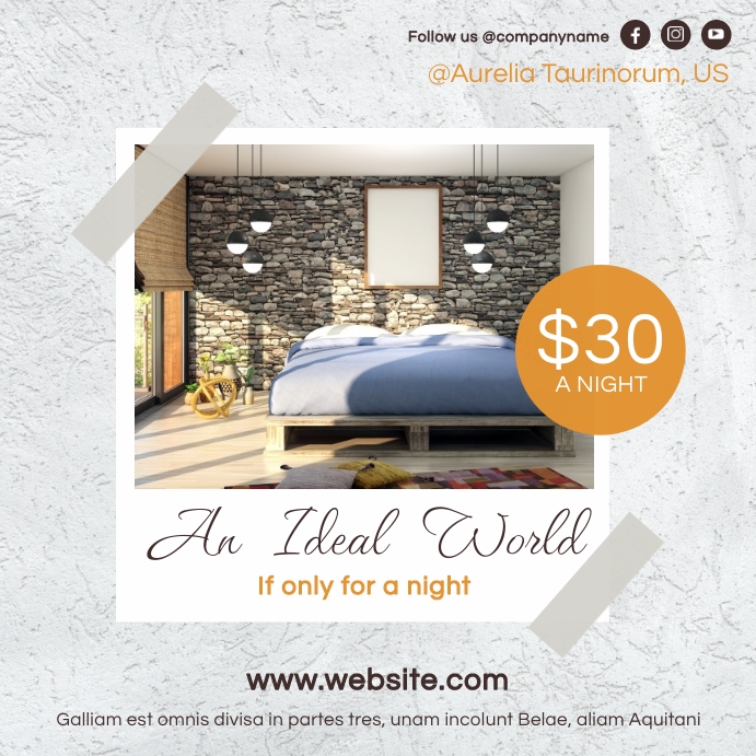 minimal b&b hotel room advertising instagram template