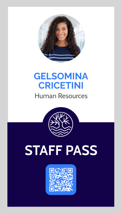 Staff Pass Example minimal blue template staff pass template des | PosterMyWall