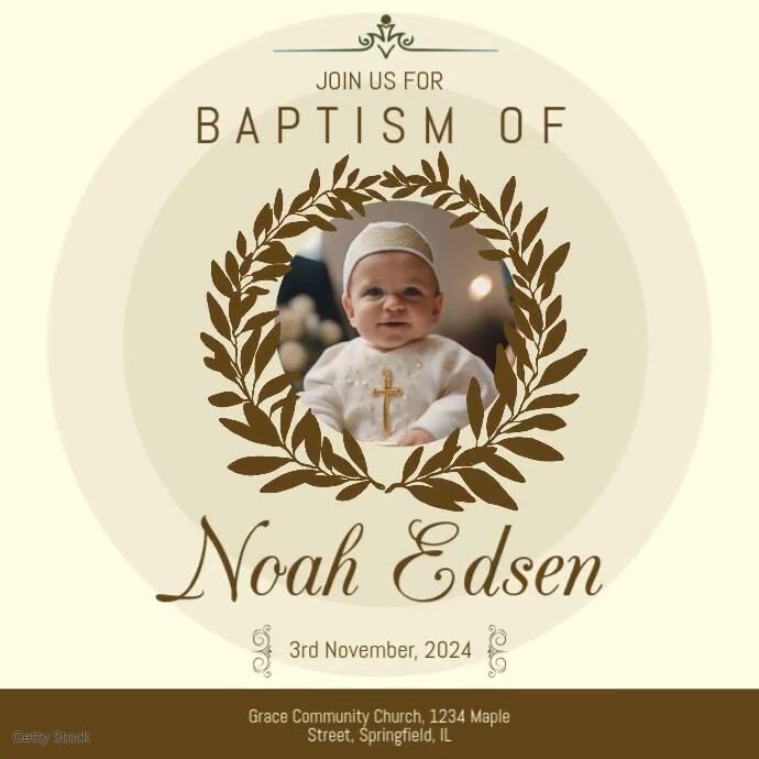 Minimal brown baptism video slideshow boy Template | PosterMyWall