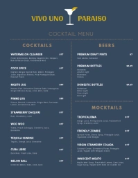 Blue Minimal Cocktail Menu Template
