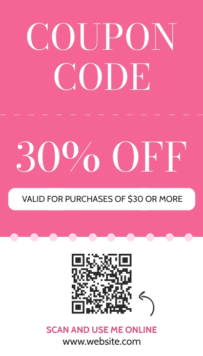 minimal coupon code purple and white 30% off Template | PosterMyWall